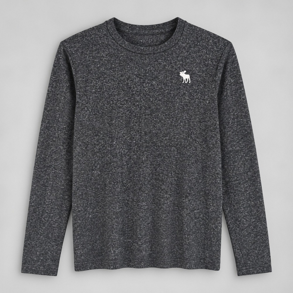 Abercrombie Kids Gray Heathered Long Sleeve Moose Logo Tee Size 11/12